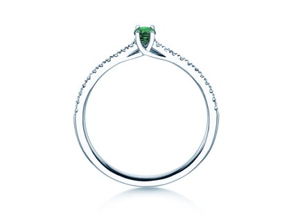 Geburtsstein-Ring Glow Pavé Mai in 9K Weißgold mit Smaragd 0,25ct und Diamanten 0,09ct
