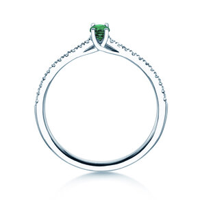 Geburtsstein-Ring Glow Pavé Mai in 9K Weißgold mit Smaragd 0,25ct und Diamanten 0,09ct
