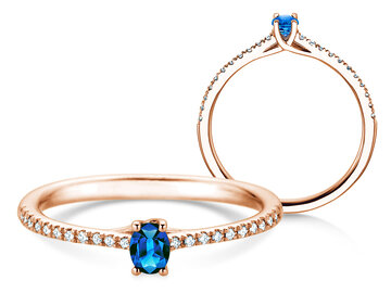 Geburtsstein-Ring Glow Pavé September in 9K Weißgold mit Saphir 0,25ct und Diamanten 0,09ct