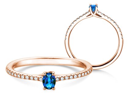 Verlobungsring Glow Pavé in 14K Roségold mit Saphir 0,25ct und Diamanten 0,09ct