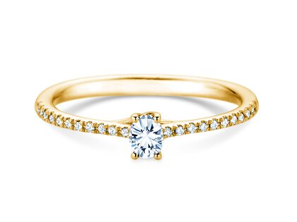 Geburtsstein-Ring Glow Pavé April in 14K Gelbgold mit Diamant 0,25ct und Diamanten 0,09ct