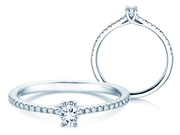 Geburtsstein-Ring Glow Pavé April in 14K Weißgold mit Diamant 0,25ct und Diamanten 0,09ct