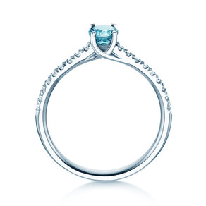 Geburtsstein-Ring Glow Pavé Dezember in 18K Weißgold mit Blautopas 0,60ct und Diamanten 0,11ct