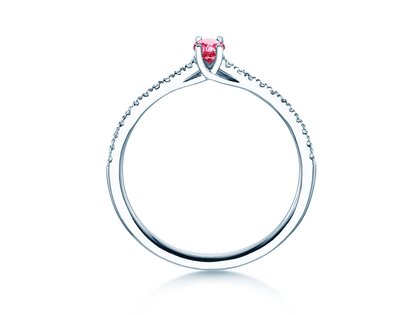 Geburtsstein-Ring Glow Pavé Oktober in 14K Weißgold mit Pinker Turmalin 0,25ct und Diamanten 0,09ct