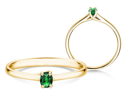 Verlobungsring Glow in 9K Weißgold mit Smaragd 0,25ct