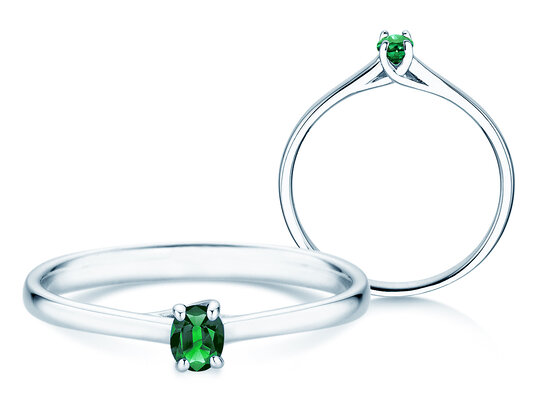 Verlobungsring Glow in 9K Weißgold mit Smaragd 0,25ct