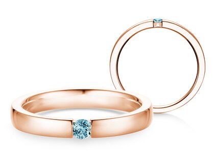 Verlobungsring Infinity Colour in 9K Roségold mit Blautopas 0,05ct