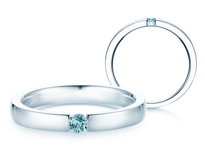 Verlobungsring Infinity Colour in 9K Weißgold mit Blautopas 0,05ct