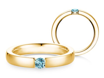 Verlobungsring Infinity Colour in 14K Gelbgold mit Blautopas 0,15ct