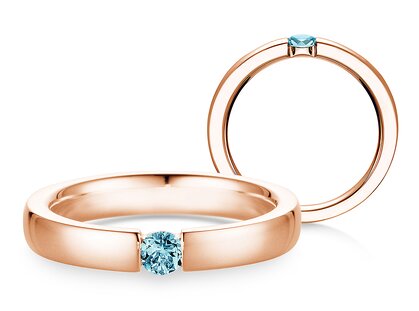 Verlobungsring Infinity Colour in 9K Roségold mit Blautopas 0,15ct