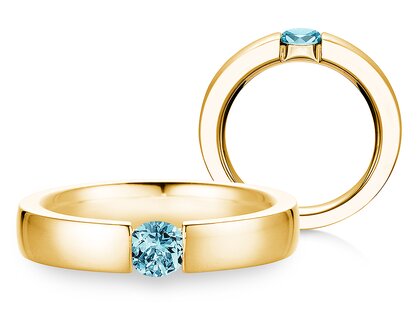 Verlobungsring Infinity Colour in 18K Gelbgold mit Blautopas 0,50ct