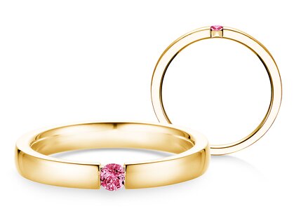 Verlobungsring Infinity Colour in 9K Gelbgold mit Pinker Turmalin 0,05ct