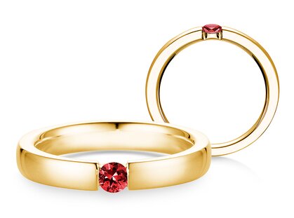 Verlobungsring Infinity Colour in 14K Gelbgold mit Rubin 0,15ct