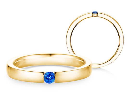 Verlobungsring Infinity Colour in 18K Gelbgold mit Saphir 0,03ct
