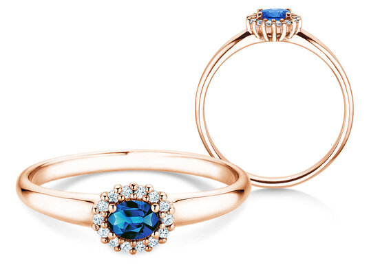 Verlobungsring Jolie Cross in 9K Weißgold mit Saphir 0,25ct und Diamanten 0,06ct