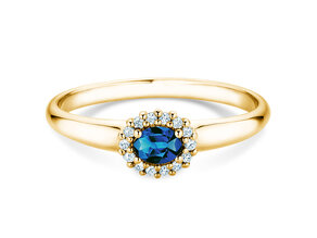 Verlobungsring Jolie Cross in 9K Gelbgold mit Saphir 0,25ct und Diamanten 0,06ct