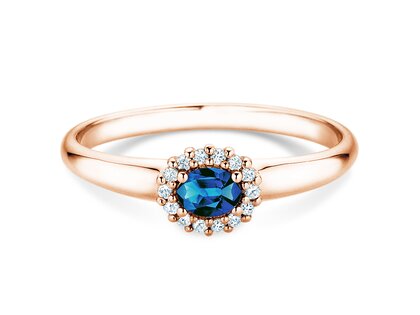 Verlobungsring Jolie Cross in 14K Roségold mit Saphir 0,25ct und Diamanten 0,06ct
