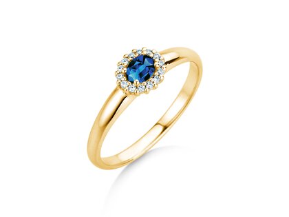 Verlobungsring Jolie Cross in 9K Gelbgold mit Saphir 0,25ct und Diamanten 0,06ct