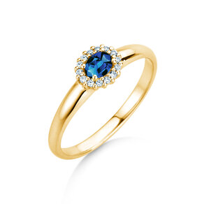 Verlobungsring Jolie Cross in 9K Gelbgold mit Saphir 0,25ct und Diamanten 0,06ct