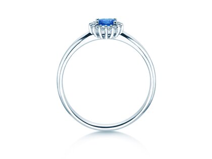 Verlobungsring Jolie Cross in 9K Weißgold mit Saphir 0,25ct und Diamanten 0,06ct