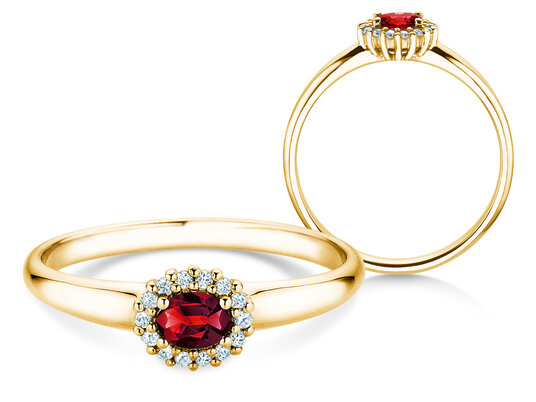 Verlobungsring Jolie Cross in 9K Weißgold mit Rubin 0,25ct und Diamanten 0,06ct