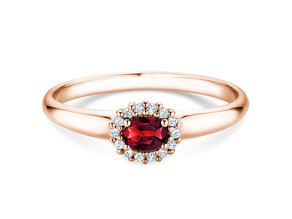 Verlobungsring Jolie Cross in 14K Roségold mit Rubin 0,25ct und Diamanten 0,06ct