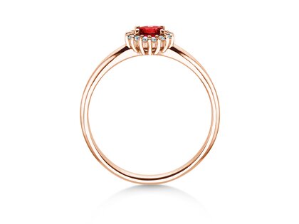 Verlobungsring Jolie Cross in 14K Roségold mit Rubin 0,25ct und Diamanten 0,06ct