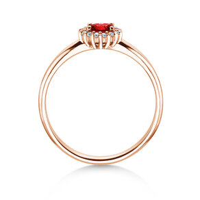 Verlobungsring Jolie Cross in 14K Roségold mit Rubin 0,25ct und Diamanten 0,06ct