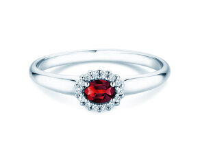 Verlobungsring Jolie Cross in 9K Weißgold mit Rubin 0,25ct und Diamanten 0,06ct