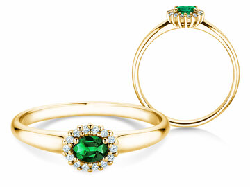Verlobungsring Jolie Cross in 9K Weißgold mit Smaragd 0,25ct und Diamanten 0,06ct