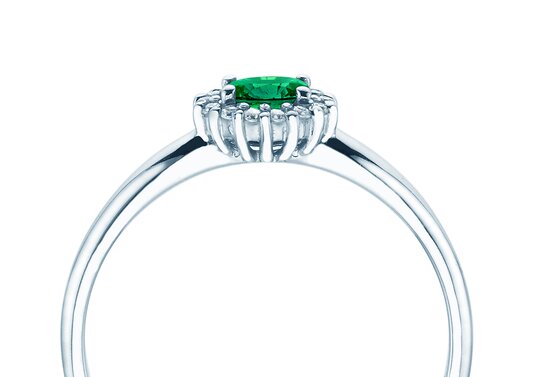 Verlobungsring Jolie Cross in 9K Weißgold mit Smaragd 0,25ct und Diamanten 0,06ct
