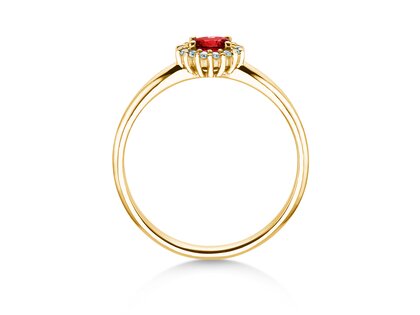 Verlobungsring Jolie Cross in 14K Gelbgold mit Rubin 0,25ct und Diamanten 0,06ct