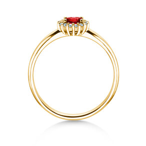 Verlobungsring Jolie Cross in 14K Gelbgold mit Rubin 0,25ct und Diamanten 0,06ct