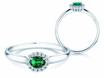 Verlobungsring Jolie Cross in 14K Weißgold mit Smaragd 0,25ct und Diamanten 0,06ct