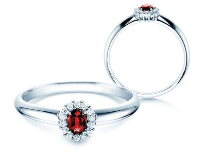 Verlobungsring Jolie in 18K Weißgold mit Rubin 0,25ct und Diamanten 0,06ct