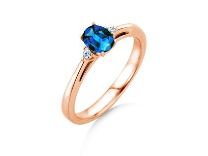 Verlobungsring Life in 14K Roségold mit Saphir 0,60ct und Diamanten 0,03ct