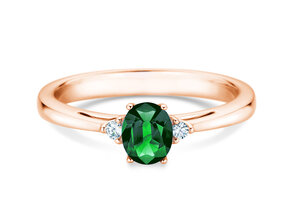 Verlobungsring Life in 9K Roségold mit Smaragd 0,25ct und Diamanten 0,03ct