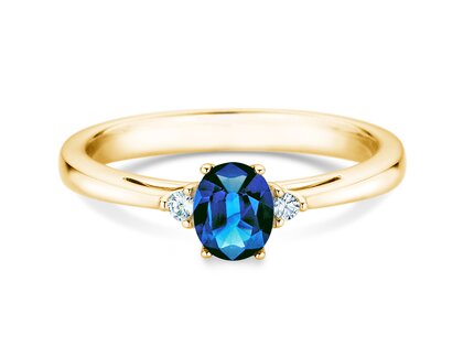 Verlobungsring Life in 14K Gelbgold mit Saphir 0,60ct und Diamanten 0,03ct