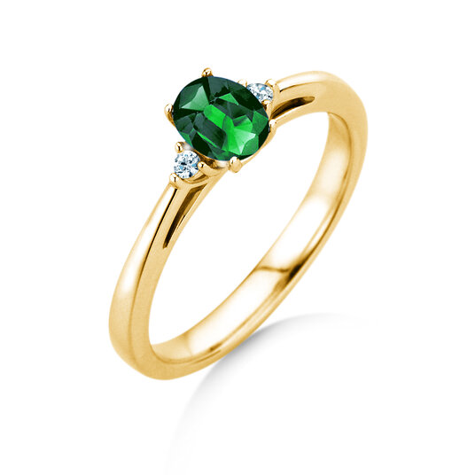 Verlobungsring Life in 9K Gelbgold mit Smaragd 0,25ct und Diamanten 0,03ct