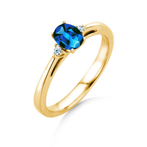 Verlobungsring Life in 14K Gelbgold mit Saphir 0,60ct und Diamanten 0,03ct