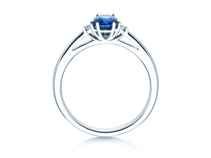Verlobungsring Life in 14K Weißgold mit Saphir 0,60ct und Diamanten 0,03ct