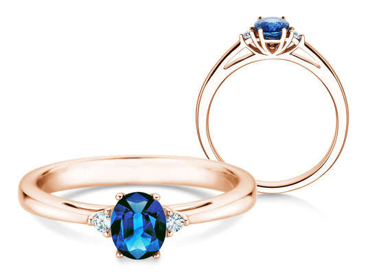 Verlobungsring Life in 9K Weißgold mit Saphir 0,25ct und Diamanten 0,03ct