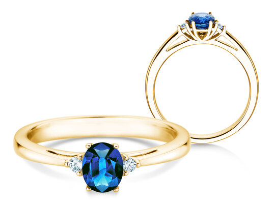 Verlobungsring Life in 9K Weißgold mit Saphir 0,25ct und Diamanten 0,03ct