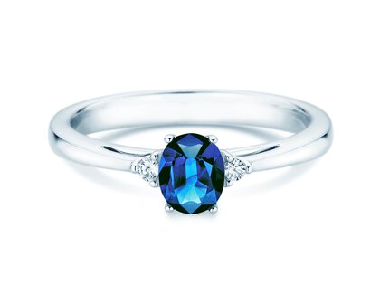 Verlobungsring Life in 14K Weißgold mit Saphir 0,60ct und Diamanten 0,03ct