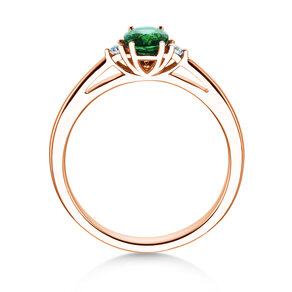 Verlobungsring Life in 9K Roségold mit Smaragd 0,25ct und Diamanten 0,03ct