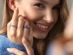 Verlobungsring Life in 14K Weißgold mit Saphir 0,60ct und Diamanten 0,03ct