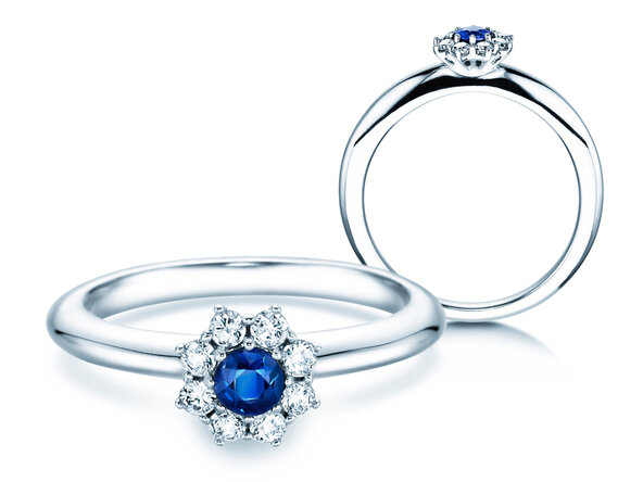Verlobungsring Lovely in 14K Weißgold mit Saphir 0,25ct und Diamanten 0,25ct