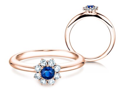 Verlobungsring Lovely in 14K Roségold mit Saphir 0,33ct und Diamanten 0,40ct