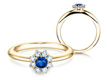 Verlobungsring Lovely in 14K Gelbgold mit Saphir 0,33ct und Diamanten 0,40ct