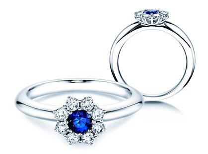 Verlobungsring Lovely in Platin 950/- mit Saphir 0,33ct und Diamanten 0,40ct